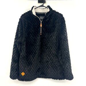Simply Southern Black Sherpa Quarter Zip Sweatshirt Women's Small